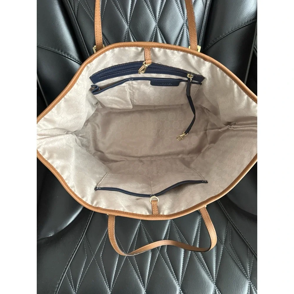 Michael Kors Jet Set Purse Handbag Tote Center Stripe Navy White Dust Bag